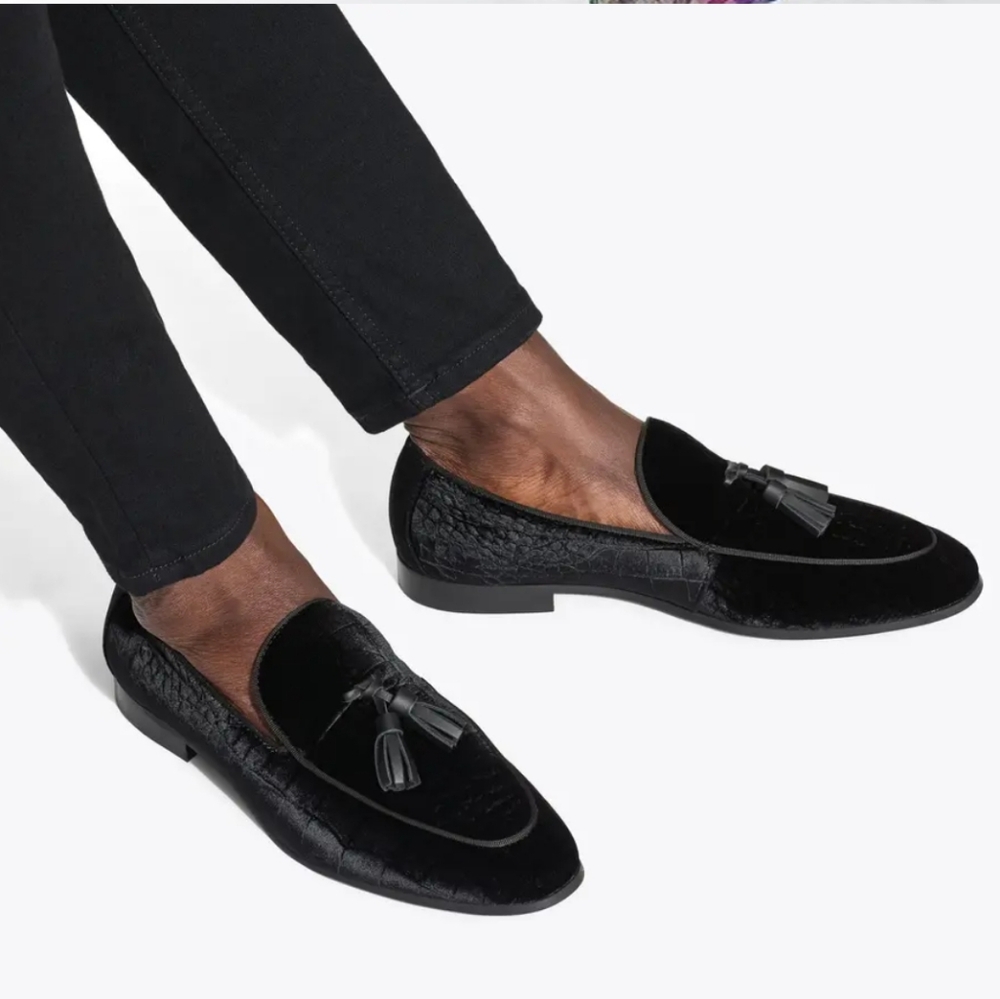 Kurt Geiger London Henry Quilted Black Tassel Loafers